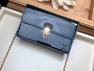 【M63305】 LOUIS VUITTON ルイヴィトン モノグラム 長財布 スーパーコピー ポルトフォイユ･チェリーウッド チェーン レディース パテントカーフ 二つ折り財布 2色可選択 ノワール