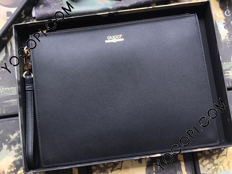 美品】GUCCI ポートフォリオ クラッチバッグ ポーチ レザー シボ革 黒 バッグ