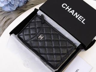 【A84402】 CHANEL シャネル 長財布 スーパーコピー グレインド カーフスキン クラシック ポーチ レディース財布 ブラック シルバー金具