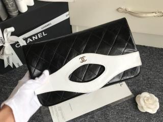 【A70520 Y33424 C0229】 CHANEL シャネル バッグ コピー メタリック クランプル ゴートスキン CHANEL 31 ポーチ クラッチバッグ ブラック & ホワイト
