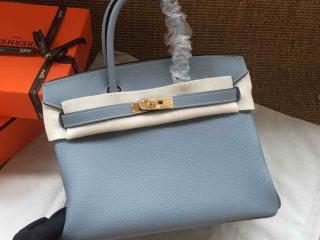 エルメスバーキン30cm ゴールド金具 空色 レディース BIRKINエルメスの大人気 ハンドバッグ 国産牛革