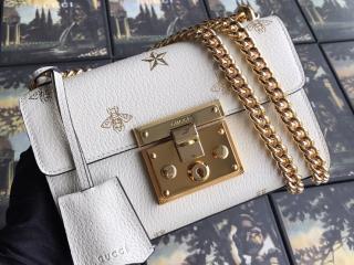 【432182 DJ2LG 8711】 GUCCI グッチ バッグ スーパーコピー  〔Padlock〕ビー＆スターショルダーバッグ  レディース バッグ 2色可選択 ホワイト