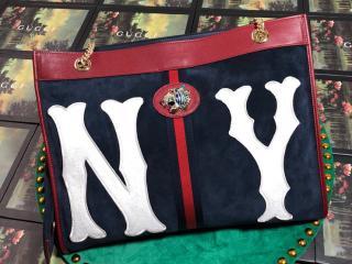 【537219 0X7CX 4071】 GUCCI グッチ バッグ スーパーコピー 〔ラジャ〕ニューヨーク ヤンキース™ パッチ ラージ トートバッグ レディース ショルダーバッグ