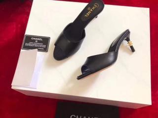 大人気 シャネル ロゴ バイカラーパンプス サンダル ヒール 6.5cm