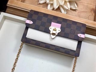 【N60237】 LOUIS VUITTON ルイヴィトン ダミエ･エベヌ 財布 スーパーコピー ポルトフォイユ・ヴァヴァン チェーン レディース 二つ折り財布 3色可選択 クレーム