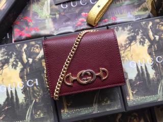 【570660 1B90X 6629】 GUCCI グッチ 財布 コピー 〔グッチ ズゥミ〕レザー カードケース(コイン＆紙幣入れ付き) レディース 二つ折り財布  4色可選択 バーガンディ