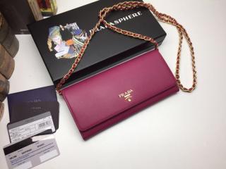 【1M1290_F321】 PRADA プラダ 長財布 コピー Saffiano 「サフィアーノ」レザー チェーンウォレット レディース 二つ折り財布 6色可選択