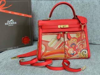 【kelly3203】 HERMES エルメス ケリー バッグ スーパーコピー Kelly Lakis 32 Swift革 ハンドバッグ レディース ショルダーバッグ 5色可選択