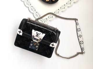 【M90445】 LOUIS VUITTON ルイヴィトン モノグラム･ヴェルニ バッグ コピー LVワインウッド PM レディース ショルダーバッグ ノワール
