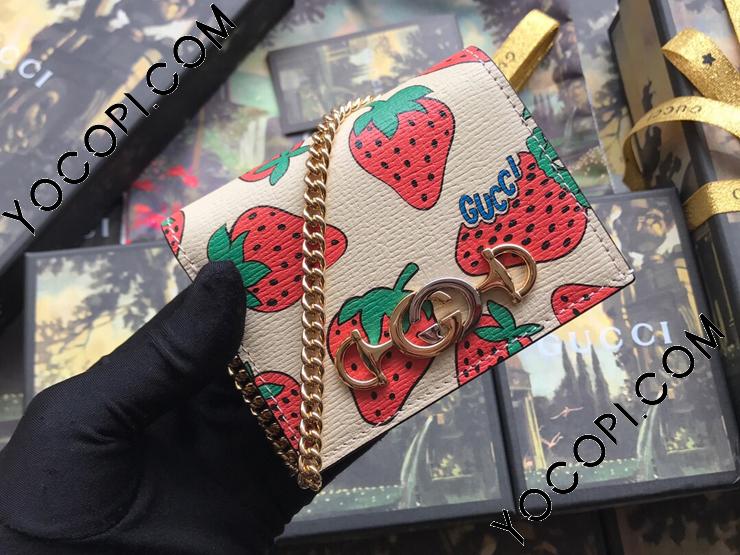 GUCCI ストロベリーモチーフ 二つ折り財布