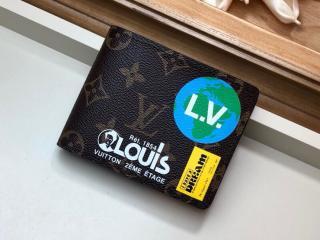 【M67821】 LOUIS VUITTON ルイヴィトン モノグラム 財布 コピー ポルトフォイユ・ミュルティプル メンズ 二つ折り財布 2色可選択 マロン