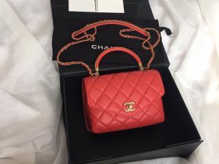 【AS0625 B00382 N0896】 CHANEL シャネル バッグ コピー 19SS カーフスキン スモール トップハンドル フラップ バッグ レディース ショルダーバッグ 3色可選択 レッド