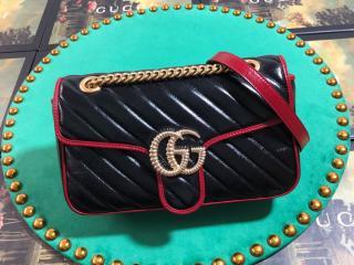 【443497 0OLFX 8277】 GUCCI グッチ バッグ コピー GG Marmont〔GGマーモント〕スモール レディース ショルダーバッグ ブラック レザー