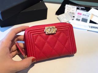 【A81467 Y83621 P0156】 BOY CHANEL ボーイ シャネル 財布 スーパーコピー ジップ カードケース グレインド カーフスキン レディース ラウンドファスナー財布 9色可選択