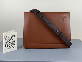 【335.54.Z13】 LOEWE ロエベ バッグ スーパーコピー Gusset Flat Messenger Bag Cognac ショルダーバッグ メンズ  ビジネスバッグ