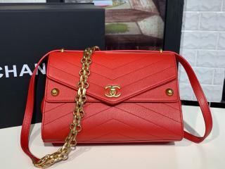 【AS0071-3】 CHANEL シャネル バッグ スーパーコピー 24cm レディース ショルダーバッグ カーフ ゴールド金具 3色可選択 レッド
