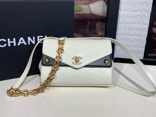 【AS0070-2】 CHANEL シャネル バッグ スーパーコピー 20cm レディース ショルダーバッグ カーフ ゴールド金具 3色可選択 ホワイト