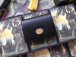 【598532 1DB0X 1000】 GUCCI グッチ 財布 スーパーコピー オンライン限定 レザー カードケース ウォレット レディース 二つ折り財布 ブラック