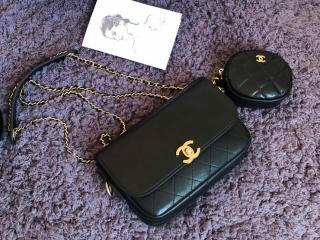 【AS1094 B01407 CH751】 CHANEL シャネル バッグ スーパーコピー 19AW新作 カーフスキン フラップ バッグ & コインパース レディース ショルダーバッグ 3色可選択 ブラック