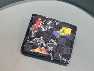 【N60281】 LOUIS VUITTON ルイヴィトン ダミエ・グラフィット 財布 コピー ポルトフォイユ・スレンダー NM メンズ 二つ折り財布