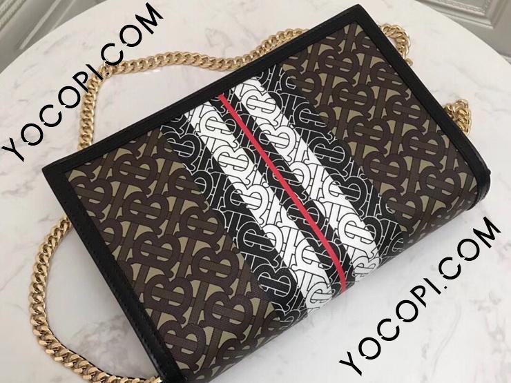 BURBERRY モノグラムストライプ Eキャンバス ショルダーバッグ