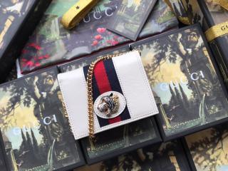 【573790 0OLHX 8406】 GUCCI グッチ 財布 スーパーコピー 〔ラジャ〕チェーン付き カードケース（コインケース＆紙幣入れ付き） レディース 二つ折り財布 2色可選択 ホワイト