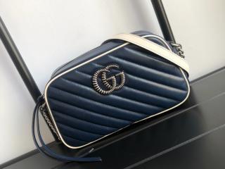 【447632 0OLFN 4186】 GUCCI グッチ バッグ コピー 〔GGマーモント〕キルティング レディース ショルダーバッグ ブルー