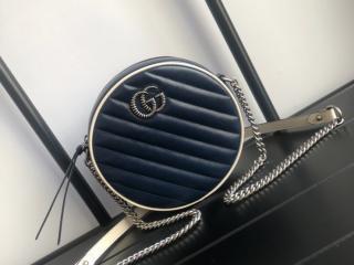 【550154 0OLFN 4186】 GUCCI グッチ バッグ スーパーコピー 〔GGマーモント〕ミニ ラウンド レディース ショルダーバッグ ブルー