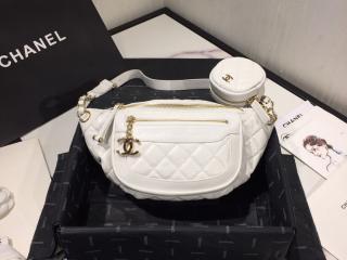【AS1077 B01401 10601】 CHANEL シャネル バッグ スーパーコピー ウエスト バッグ & コインパース エイジド カーフスキン レディース バッグ 2色可選択 ホワイト