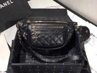 【AS1077 B01401 94305】 CHANEL シャネル バッグ コピー ウエスト バッグ & コインパース エイジド カーフスキン レディース バッグ 2色可選択 ブラック