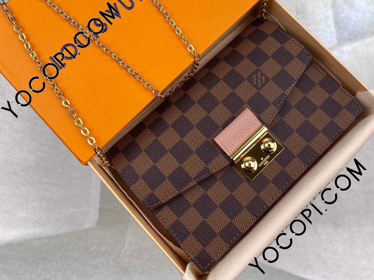 LOUIS VUITTON 二つ折り財布 ダミエ・エベヌ・チェーン