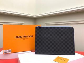 【N64032】 LOUIS VUITTON ルイヴィトン ダミエ･グラフィット バッグ スーパーコピー ポシェット・ジュール GM NM メンズ クラッチバッグ ブルー