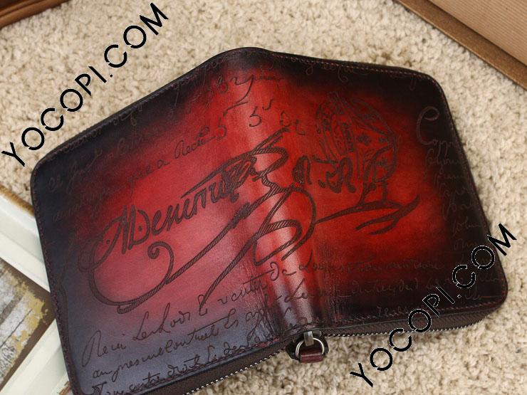 新作☆BERLUTI☆イタウバスクエアスクリットレザーウォレット_