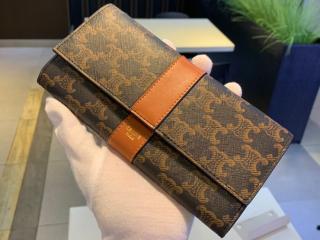 【10D552BZ9.04LU】 CELINE S級 セリーヌ 長財布 コピー ラージ フラップウォレット / トリオンフキャンバス & ラムスキン 二つ折り財布