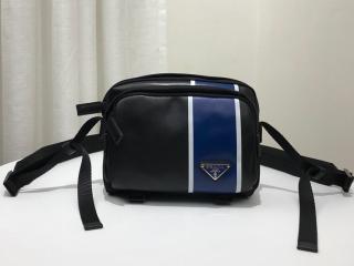 【2VH043_2CIL_F0TCC_V_OOO】 PRADA プラダ バッグ コピー レザー テクニカルファブリック クロスボディバッグ メンズ ショルダーバッグ 2色可選択 ブラック・ブライトブルー