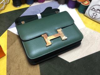 【H1050-4】 HERMES エルメス コンスタンス バッグ コピー Constance ヴォー・エプソン レディース ショルダーバッグ 丛林绿 18cm/23cm ゴールド/シルバー金具 可選