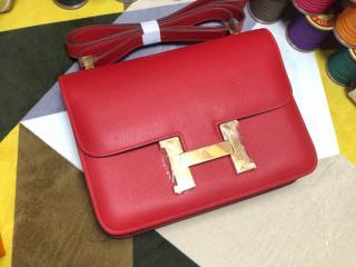 【H1050-5】 HERMES エルメス コンスタンス バッグ スーパーコピー Constance ヴォー・エプソン レディース ショルダーバッグ 大红 18cm/23cm ゴールド/シルバー金具 可選