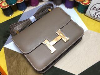 【H1050-6】 HERMES エルメス コンスタンス バッグ コピー Constance ヴォー・エプソン レディース ショルダーバッグ 大象灰 18cm/23cm ゴールド/シルバー金具 可選