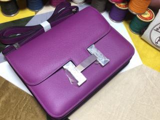【H1050-7】 HERMES エルメス コンスタンス バッグ スーパーコピー Constance ヴォー・エプソン レディース ショルダーバッグ 海葵紫 18cm/23cm ゴールド/シルバー金具 可選