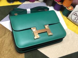 【H1050-14】 HERMES エルメス コンスタンス バッグ コピー Constance ヴォー・エプソン レディース ショルダーバッグ 墨绿 18cm/23cm ゴールド/シルバー金具 可選
