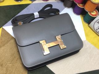 【H1050-20】 HERMES エルメス コンスタンス バッグ コピー Constance ヴォー・エプソン レディース ショルダーバッグ 铁灰 18cm/23cm ゴールド/シルバー金具 可選