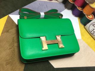 【H1050-22】 HERMES エルメス コンスタンス バッグ コピー Constance ヴォー・エプソン レディース ショルダーバッグ 竹子绿 18cm/23cm ゴールド/シルバー金具 可選