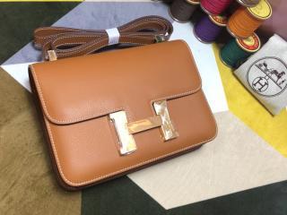 【H1050-23】 HERMES エルメス コンスタンス バッグ スーパーコピー Constance ヴォー・エプソン レディース ショルダーバッグ 棕色 18cm/23cm ゴールド/シルバー金具 可選