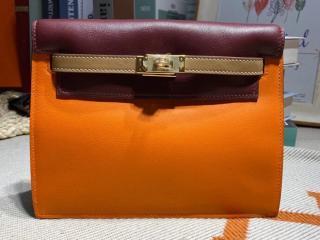 【danse15】 HERMES エルメス バッグ コピー Kelly Danse ケリーダンス swift レディース ショルダーバッグ バックパック 酒红/杏/橙 ゴールド/シルバー金具 可選