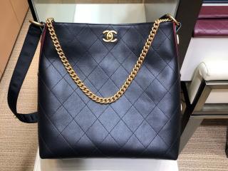 CHANEL シャネル バッグ コピー ホーボー バッグ カーフスキン ＆ グログラン レディース ショルダーバッグ  ブラック A057576