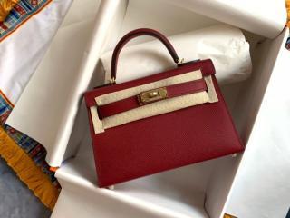 可愛い HERMES エルメス ミニケリー バッグMini Kellyスーパーコピー ゴルード金具 レッド