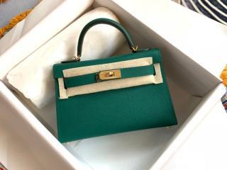 可愛い HERMES エルメス ミニケリー バッグMini Kellyスーパーコピー ゴルード金具 グリーン