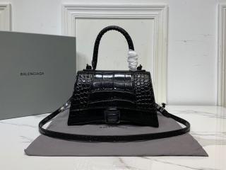 【593546-23】 N級 BALENCIAGA バレンシアガ バッグ スーパーコピー HOURGLASS TOP HANDLE スモール バッグ クロコダイル型押しシャイニーカーフスキン レディースバッグ 3色可選択