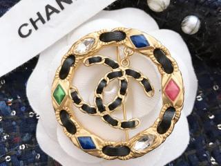 シャネルブローチ CCマーク マカロン 革工芸 復古風 ブローチ