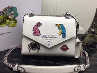 【1BD127-VC5M-S-2】 PRADA S級品 プラダ バッグ コピー Monochrome モノクローム アップリケ レディース ショルダーバッグ 4色選択可